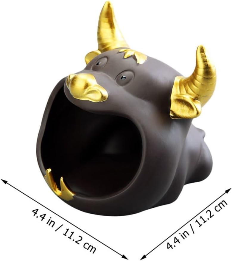 Ceramic Ashtray Cattle Pattern Desktop Windproof Large Smokeless for Car Indoor Use - Image 2